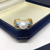 Wholesale Women's Baroque Freshwater Pearl And Turquoise Ring With Alien Shaped Pearls And Copper Material