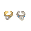 Wholesale Women's Baroque Freshwater Pearl And Turquoise Ring With Alien Shaped Pearls And Copper Material
