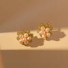 Wholesale Women's Baroque Freshwater Pearl Flower Shaped Elegant Earrings Electroplated
