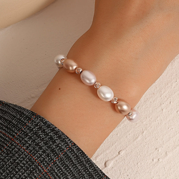 Wholesale Women's Baroque Handmade Imitation Pearl Round Bracelet