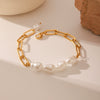 Wholesale Women's Baroque Imitation Pearl Bracelets With Geometric Style Stainless Steel And Titanium Steel Chains And Electroplating Vacuum Plating Manual Process