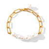 Wholesale Women's Baroque Imitation Pearl Bracelets With Geometric Style Stainless Steel And Titanium Steel Chains And Electroplating Vacuum Plating Manual Process