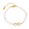 Wholesale Women's Baroque Light Luxury Geometric 316L Stainless Steel And Freshwater Pearl Bracelet With Electroplating
