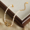 Wholesale Women's Baroque Light Luxury Geometric 316L Stainless Steel And Freshwater Pearl Bracelet With Electroplating