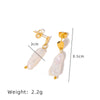 Wholesale Women's Baroque Natural Freshwater Pearl Earrings Pure Handmade Titanium Steel Geometric Style