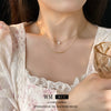 Wholesale Women's Baroque Pearl Doublelayer Allmatching Copper Clavicle Chain Necklace With Geometric Pattern And Electroplating Treatment
