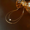 Wholesale Women's Baroque Pearl Doublelayer Allmatching Copper Clavicle Chain Necklace With Geometric Pattern And Electroplating Treatment