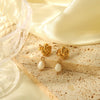 Wholesale Women's Baroque Pearl Earrings In Spiral Shape Stainless Steel With Pvd Furnace Real Gold Electroplating And Geometric Design