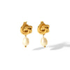 Wholesale Women's Baroque Pearl Earrings In Spiral Shape Stainless Steel With Pvd Furnace Real Gold Electroplating And Geometric Design