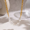 Wholesale Women's Baroque Pearl Necklace With Geometric Design 18K Real Gold Plated Stainless Steel Chain Light Luxury Minimalist Style