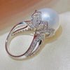 Wholesale Women's Baroque Pearl Ring Copper Inlaid Zircon Geometric Design