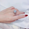 Wholesale Women's Baroque Pearl Ring Copper Inlaid Zircon Geometric Design