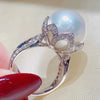 Wholesale Women's Baroque Pearl Ring Copper Inlaid Zircon Geometric Design
