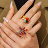 Wholesale Women's Baroque Style Geometric Beaded 316L Stainless Steel Ring Plated With Gold Light Luxury Jewelry