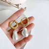 Wholesale Women's Baroque Style Geometric Stainless Steel Electroplated Pearl Earrings
