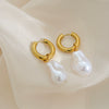 Wholesale Women's Baroque Style Stainless Steel Geometric Pearl Irregular Earrings With Electroplating