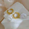 Wholesale Women's Baroque Style Stainless Steel Geometric Pearl Irregular Earrings With Electroplating