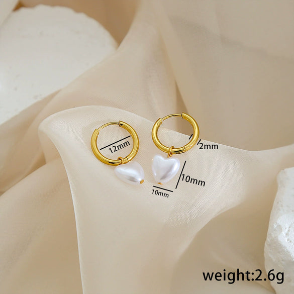 Wholesale Women's Baroque Style Stainless Steel Geometric Pearl Irregular Earrings With Electroplating