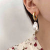 Wholesale Women's Baroque Style Stainless Steel Geometric Pearl Irregular Earrings With Electroplating