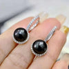 Wholesale Women's Baroque Vintage Simple Allmatch Black Pearl Zircon Earrings Copper Geometric Dripping Glue