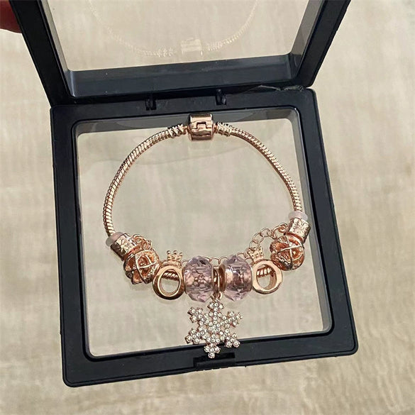 Wholesale Women's Beaded Bracelet With Flower Pattern Mixed Material Electroplated