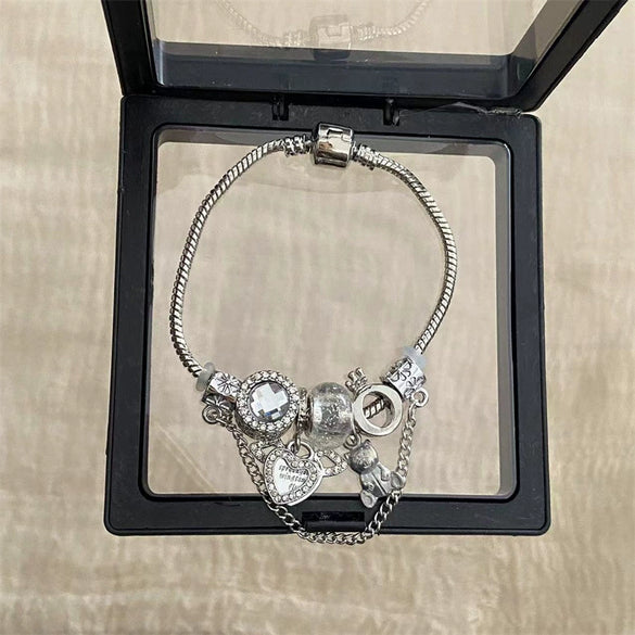 Wholesale Women's Beaded Bracelet With Flower Pattern Mixed Material Electroplated