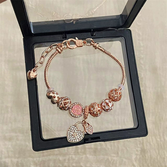 Wholesale Women's Beaded Bracelet With Flower Pattern Mixed Material Electroplated