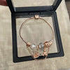 Wholesale Women's Beaded Bracelet With Flower Pattern Mixed Material Electroplated