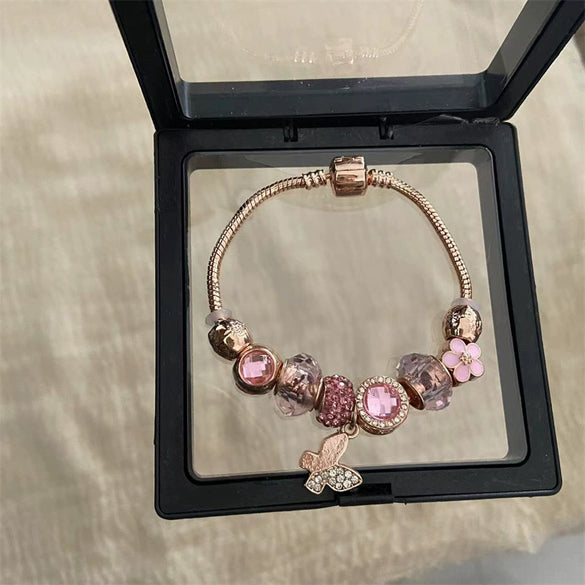 Wholesale Women's Beaded Bracelet With Flower Pattern Mixed Material Electroplated