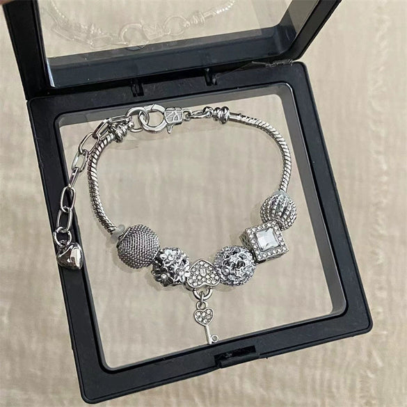Wholesale Women's Beaded Bracelet With Flower Pattern Mixed Material Electroplated