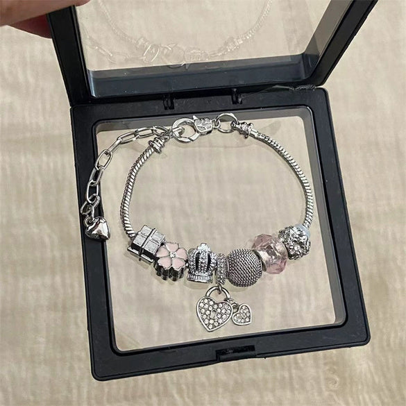 Wholesale Women's Beaded Bracelet With Flower Pattern Mixed Material Electroplated