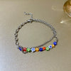 Wholesale Women's Beaded Crystal Copper Bracelet With Geometric Pattern And Electroplating Treatment