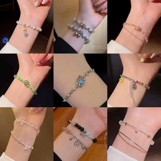 Wholesale Women's Beaded Crystal Copper Bracelet With Geometric Pattern And Electroplating Treatment
