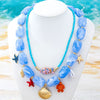 Wholesale Women's Beaded Necklace With Starfish And Shell Pendants Ocean Vacation Style Flower Pattern Zinc Alloy Electroplated