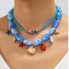 Wholesale Women's Beaded Necklace With Starfish And Shell Pendants Ocean Vacation Style Flower Pattern Zinc Alloy Electroplated