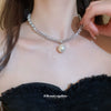 Wholesale Women's Beaded Pendant Necklace With Imitation Pearls And 925 Silver Geometric Handmade Design Simple Light Luxury All Match Collar Chain