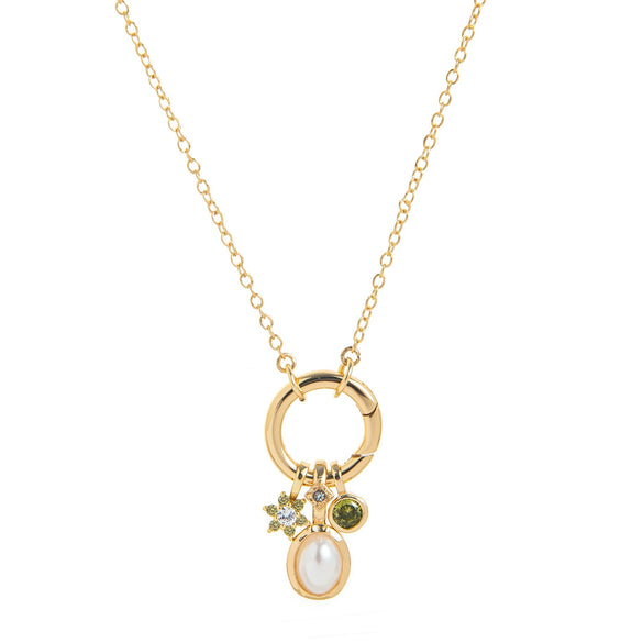 Wholesale Women's Birthstone Pendant Necklace Copper Goldplated Geometric Style Electroplating