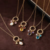 Wholesale Women's Birthstone Pendant Necklace Copper Goldplated Geometric Style Electroplating