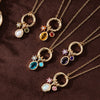 Wholesale Women's Birthstone Pendant Necklace Copper Goldplated Geometric Style