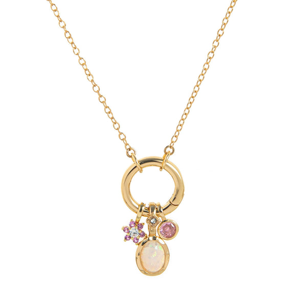 Wholesale Women's Birthstone Pendant Necklace Copper Goldplated Geometric Style