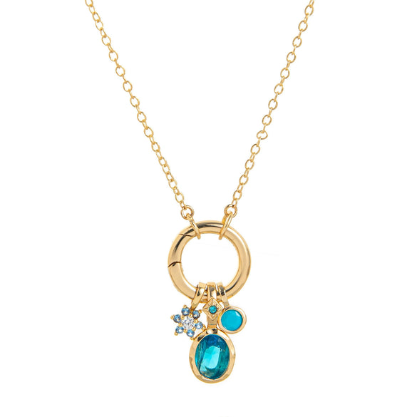 Wholesale Women's Birthstone Pendant Necklace Copper Goldplated Geometric Style