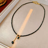 Wholesale Women's Black Crystal And 925 Silver Geometric Handmade Clavicle Necklace