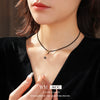 Wholesale Women's Black Crystal And 925 Silver Geometric Handmade Clavicle Necklace