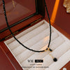 Wholesale Women's Black Crystal And 925 Silver Geometric Handmade Clavicle Necklace
