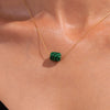 Wholesale Women's Blue Turquoise Geometric Square Pendant 316L Stainless Steel 18K Gold Plated Clavicle Necklace Chain