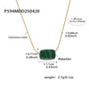 Wholesale Women's Blue Turquoise Geometric Square Pendant 316L Stainless Steel 18K Gold Plated Clavicle Necklace Chain