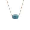 Wholesale Women's Blue Turquoise Geometric Square Pendant 316L Stainless Steel 18K Gold Plated Clavicle Necklace Chain