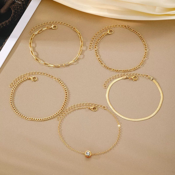 Wholesale Women's Bohemian Geometric Metal Chain Bracelet With Electroplating