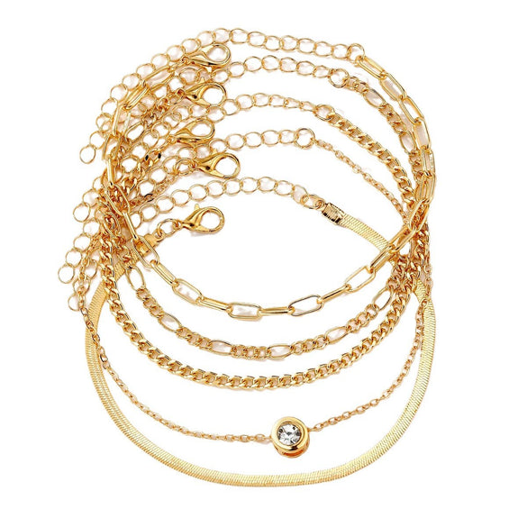 Wholesale Women's Bohemian Geometric Metal Chain Bracelet With Electroplating