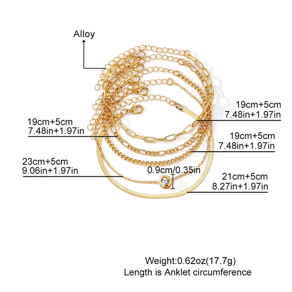 Wholesale Women's Bohemian Geometric Metal Chain Bracelet With Electroplating